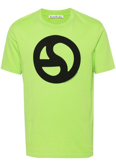 t-shirt con logo unisex verde in cotone ACNE STUDIOS | CL0265ABF